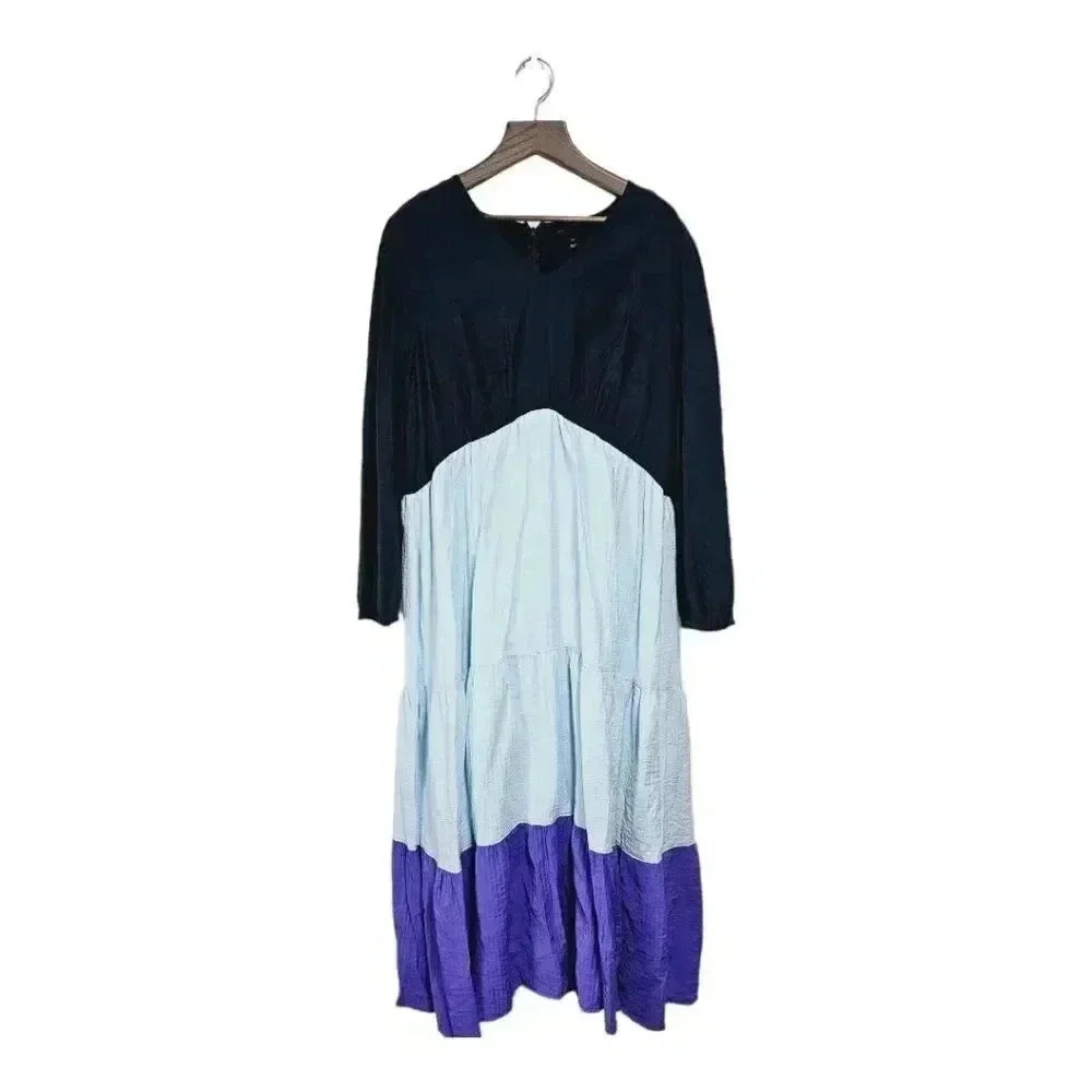 Lane Bryant 22 color block parachute tiered maxi dress